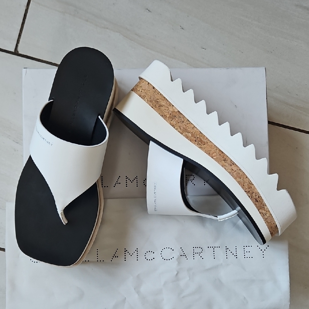 NWT $695 Stella McCartney Sneackelyse White Platform Sandals [Size 37]
